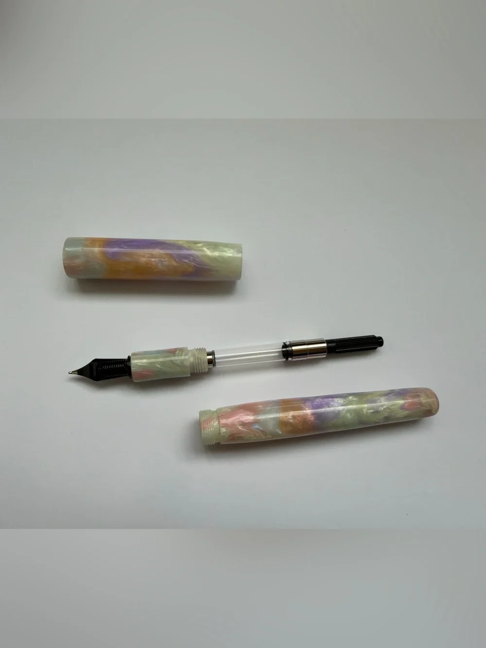 New River City Fountain Pen Company Opal Dark Fineview Resin Rainbow Broad Nib